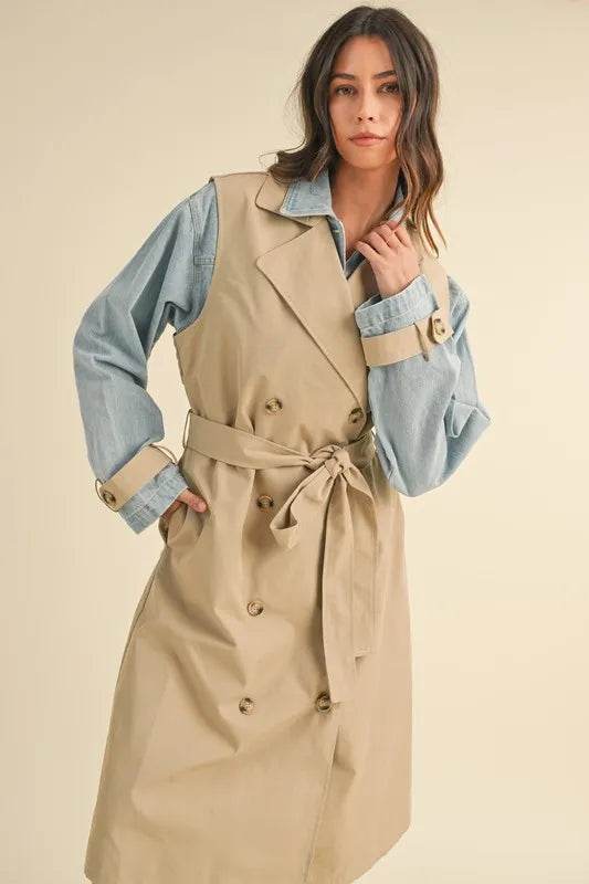 MABLE Layered Look Trench Coat With Denim Jacket - Shop Style & More | Fresh Looks, Everyday Deals & Free Shipping