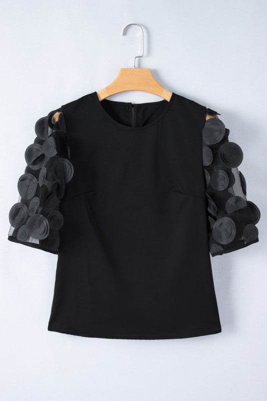 Aliza Applique Mesh Half Sleeve Blouse - Shop Style & More | Fresh Looks, Everyday Deals & Free Shipping