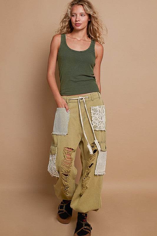 POL Crochet Patch Distressed Washed Jeans - Shop Style & More | Fresh Looks, Everyday Deals & Free Shipping