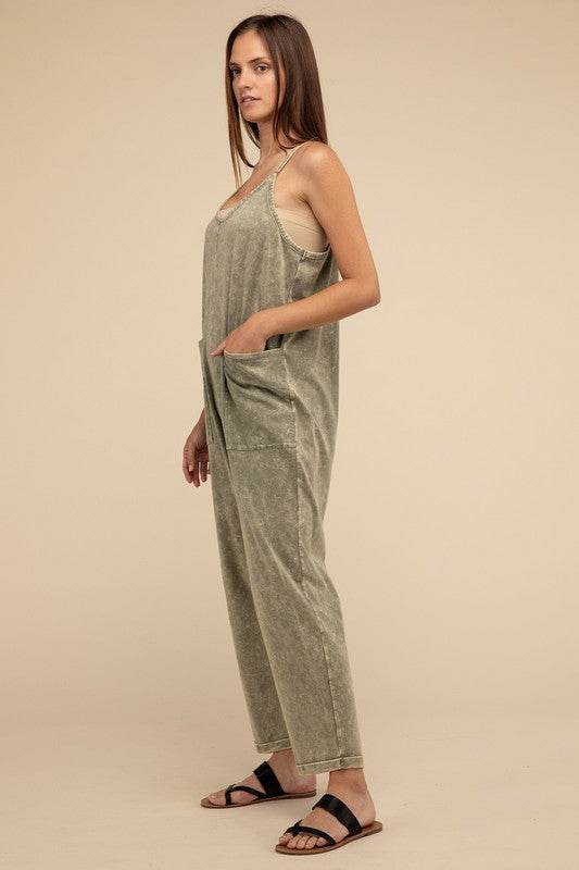Washed Spaghetti Straps Overalls with Pockets - Shop Style & More | Fresh Looks, Everyday Deals & Free Shipping