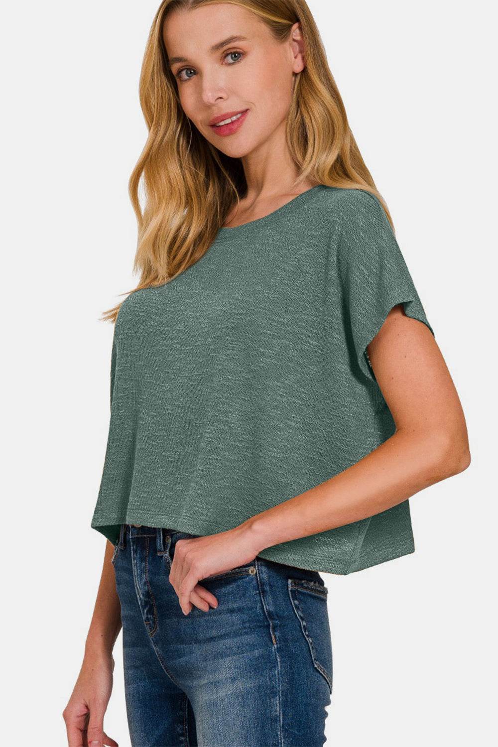 Zenana Round Neck Short Sleeve Crop T-Shirt - Shop Style & More | Fresh Looks, Everyday Deals & Free Shipping