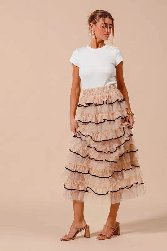 SO ME Layered Ruffled Tulle Maxi Skirt - Shop Style & More | Fresh Looks, Everyday Deals & Free Shipping