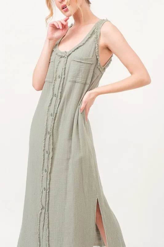 And The Why Washed Gauzed Patch Pocket Tank Midi Dress - Shop Style & More | Fresh Looks, Everyday Deals & Free Shipping