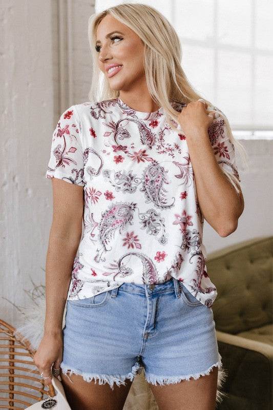 Elia Vintage Paisley Mock Neck Top - Shop Style & More | Fresh Looks, Everyday Deals & Free Shipping