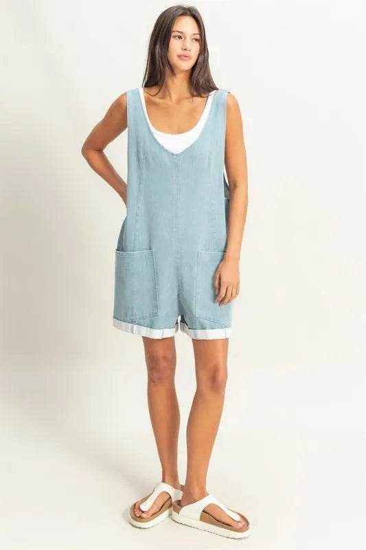 HYFVE V-Neck Pocket Detail Romper - Shop Style & More | Fresh Looks, Everyday Deals & Free Shipping