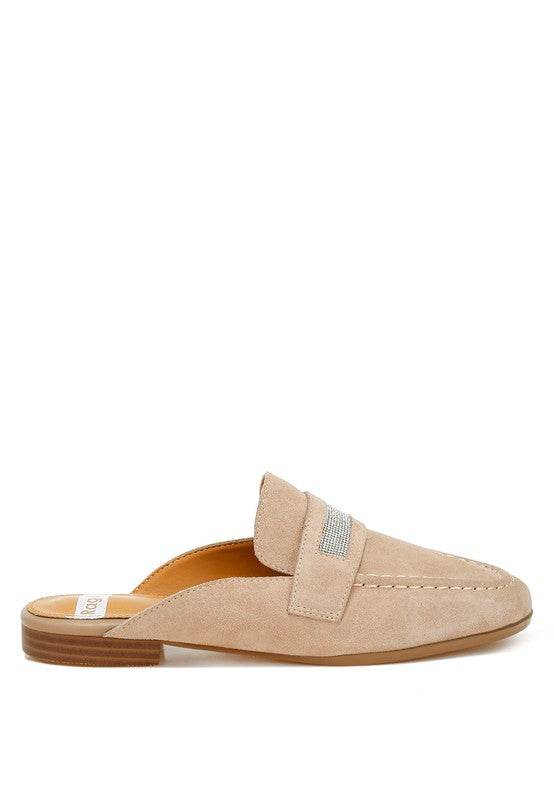 Belorose Rhinestone Strap Suede Mules - Shop Style & More | Fresh Looks, Everyday Deals & Free Shipping