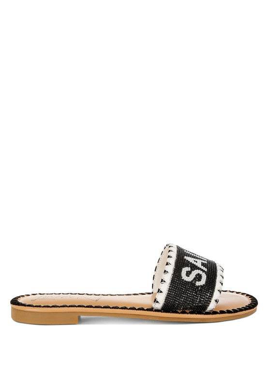 Luxe Getaway Beaded Saint Tropez Flat Slip Ons - Shop Style & More | Fresh Looks, Everyday Deals & Free Shipping
