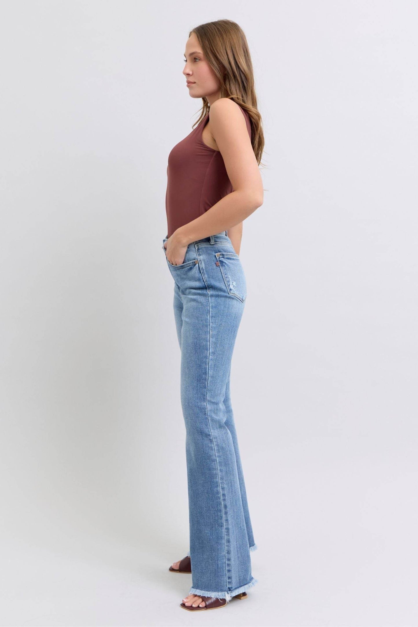 Judy Blue Full Size Raw Hem High Rise Bootcut Jeans - Shop Style & More | Fresh Looks, Everyday Deals & Free Shipping