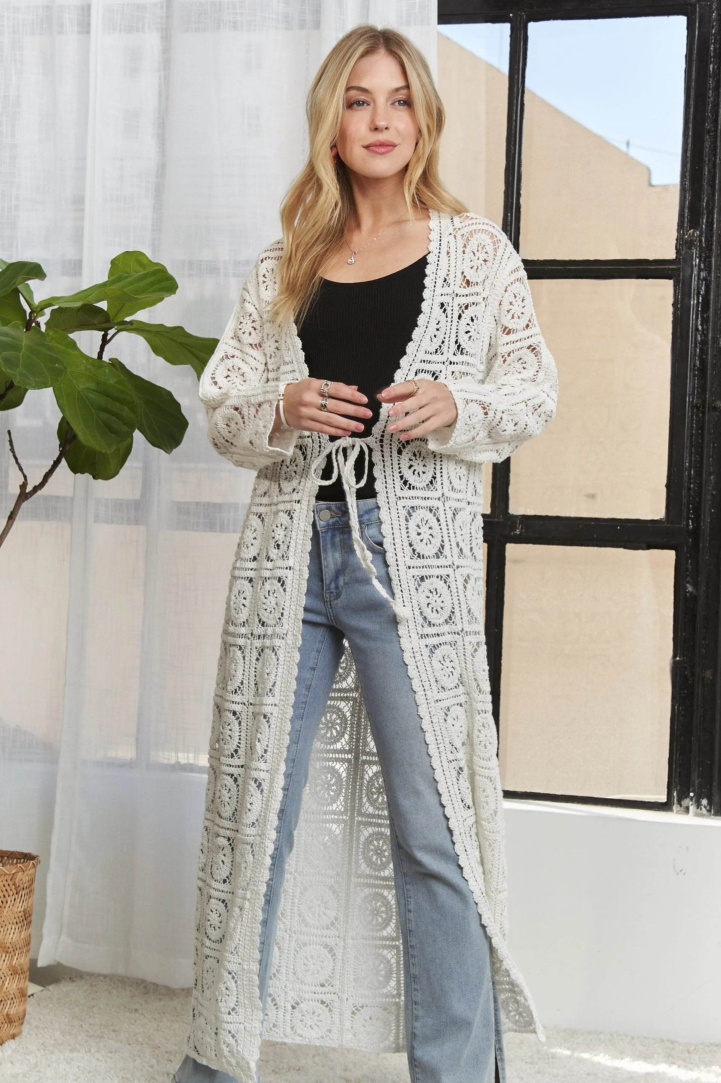 ADORA Long Sleeves Crochet Elastic Cardigan - Shop Style & More | Fresh Looks, Everyday Deals & Free Shipping