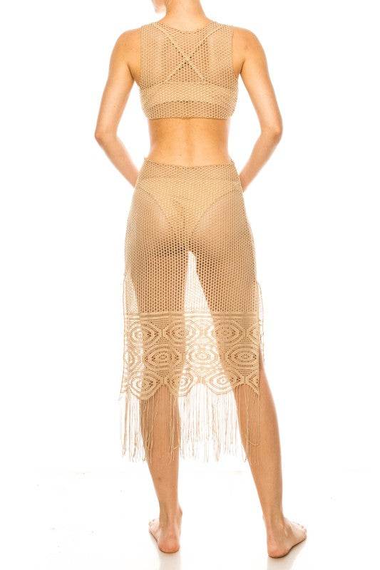 Relaxing Crochet with Tinsel Bottom Mid Cutout Cover Up - Shop Style & More | Fresh Looks, Everyday Deals & Free Shipping
