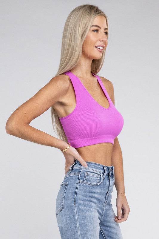 Ribbed Cropped Racerback Tank Top - Shop Style & More | Fresh Looks, Everyday Deals & Free Shipping