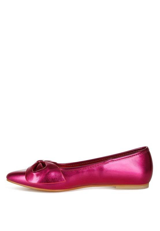 Bromelia Metallic Pleather Bow Ballerinas - Shop Style & More | Fresh Looks, Everyday Deals & Free Shipping