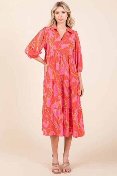 Mittoshop Tiered Printed Collared Neck Midi Dress - Shop Style & More | Fresh Looks, Everyday Deals & Free Shipping