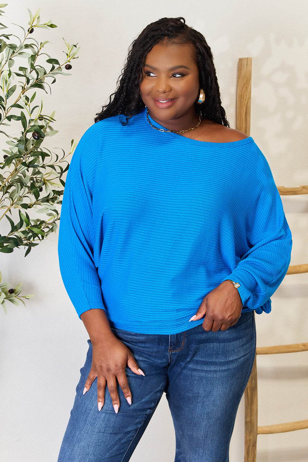 Zenana Full Size Round Neck Batwing Sleeve Blouse - Shop Style & More | Fresh Looks, Everyday Deals & Free Shipping