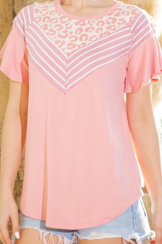 Multi Fabric Contrast Ruffle Sleeve Knit Top - Shop Style & More | Fresh Looks, Everyday Deals & Free Shipping