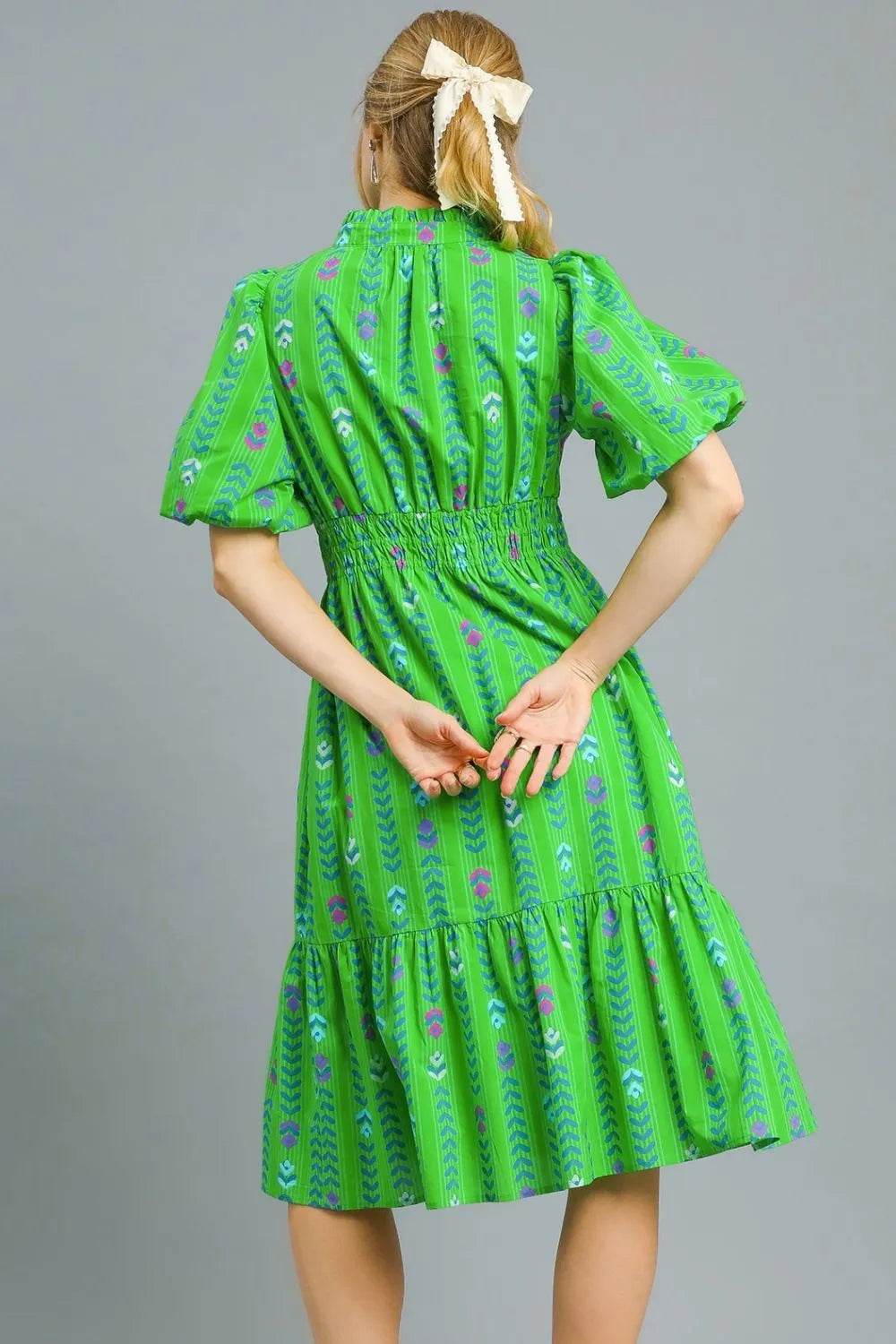 Umgee Printed Midi Dress with Ruffled Hem - Shop Style & More | Fresh Looks, Everyday Deals & Free Shipping