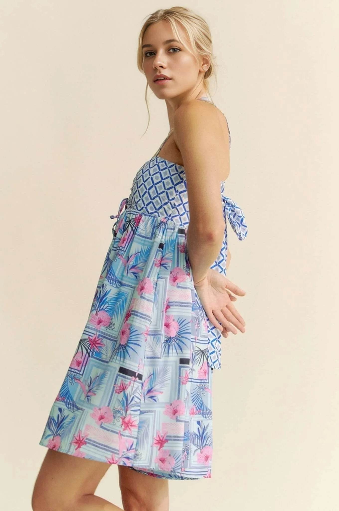 Davi & Dani Tropical Floral Geo Print Tie Back Tube Top Romper - Shop Style & More | Fresh Looks, Everyday Deals & Free Shipping