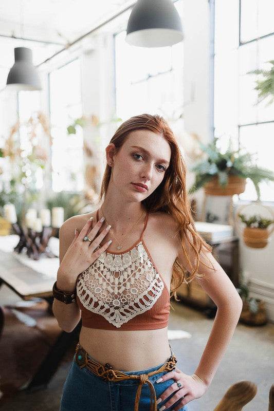 Crochet Lace High Neck Bralette - Shop Style & More | Fresh Looks, Everyday Deals & Free Shipping