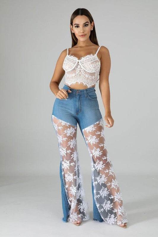 Lace Bell Bottom Jean - Shop Style & More | Fresh Looks, Everyday Deals & Free Shipping