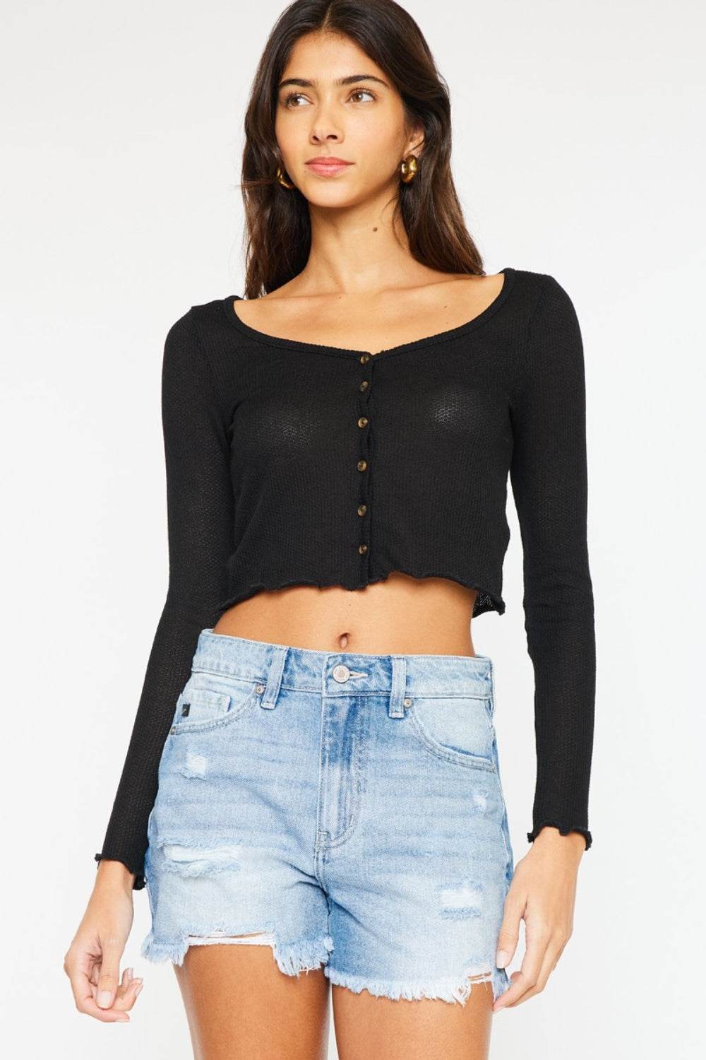 Kancan High Waist Frayed Denim Shorts - Shop Style & More | Fresh Looks, Everyday Deals & Free Shipping