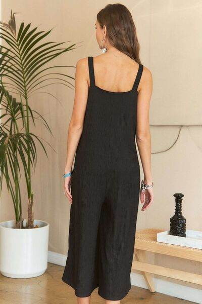 ADORA Black Textured Wide-Leg Jumpsuit - Shop Style & More | Fresh Looks, Everyday Deals & Free Shipping