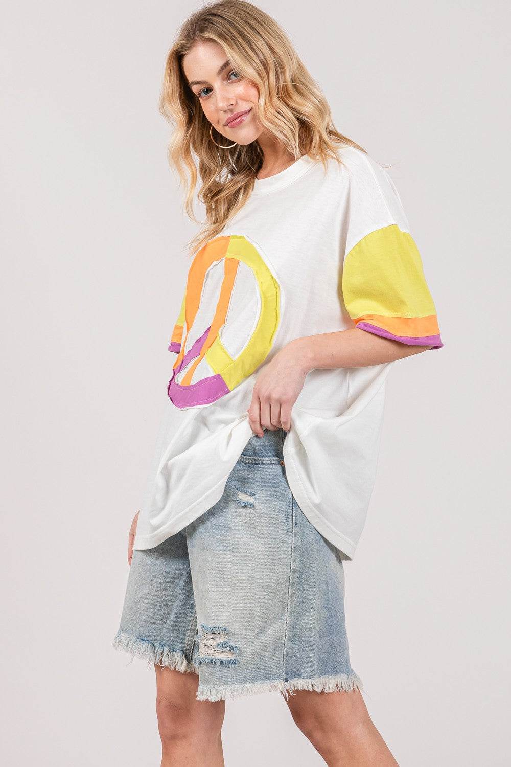 SAGE + FIG Color Block Peace Applique T-Shirt - Shop Style & More | Fresh Looks, Everyday Deals & Free Shipping