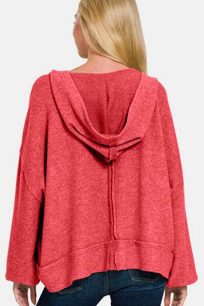 Zenana Brushed Hacci Exposed Seam Hoodie - Shop Style & More | Fresh Looks, Everyday Deals & Free Shipping