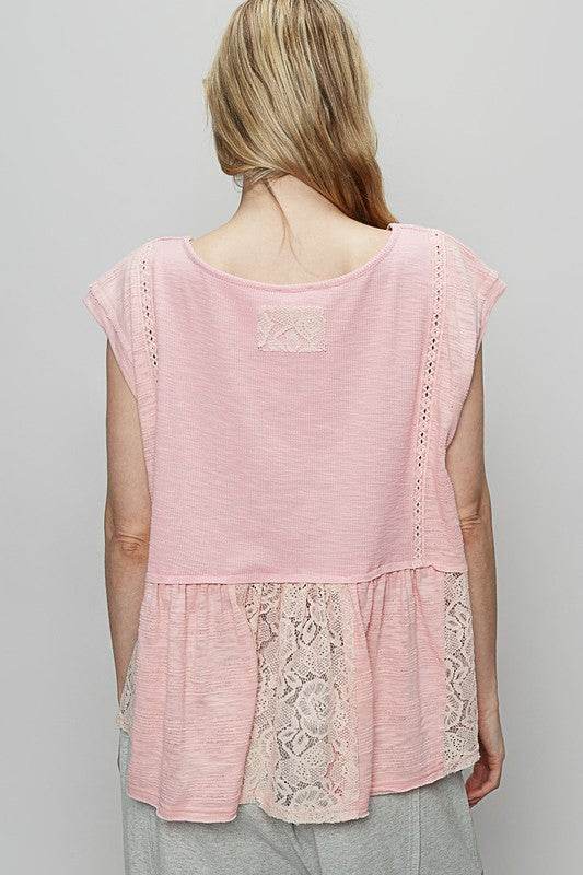 POL Embroidered Detail Boat Neck Cap Sleeve Lace Blouse - Shop Style & More | Fresh Looks, Everyday Deals & Free Shipping