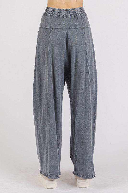 Mittoshop Mineral Wash Elastic Waist Barrel Leg Baggy Pants - Shop Style & More | Fresh Looks, Everyday Deals & Free Shipping