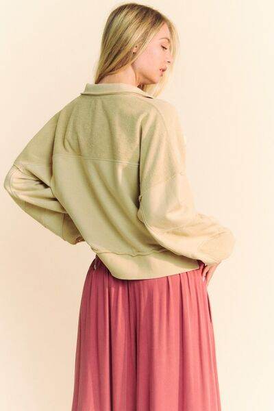 Davi & Dani Lace Up Exposed Seam French Terry Top - Shop Style & More | Fresh Looks, Everyday Deals & Free Shipping