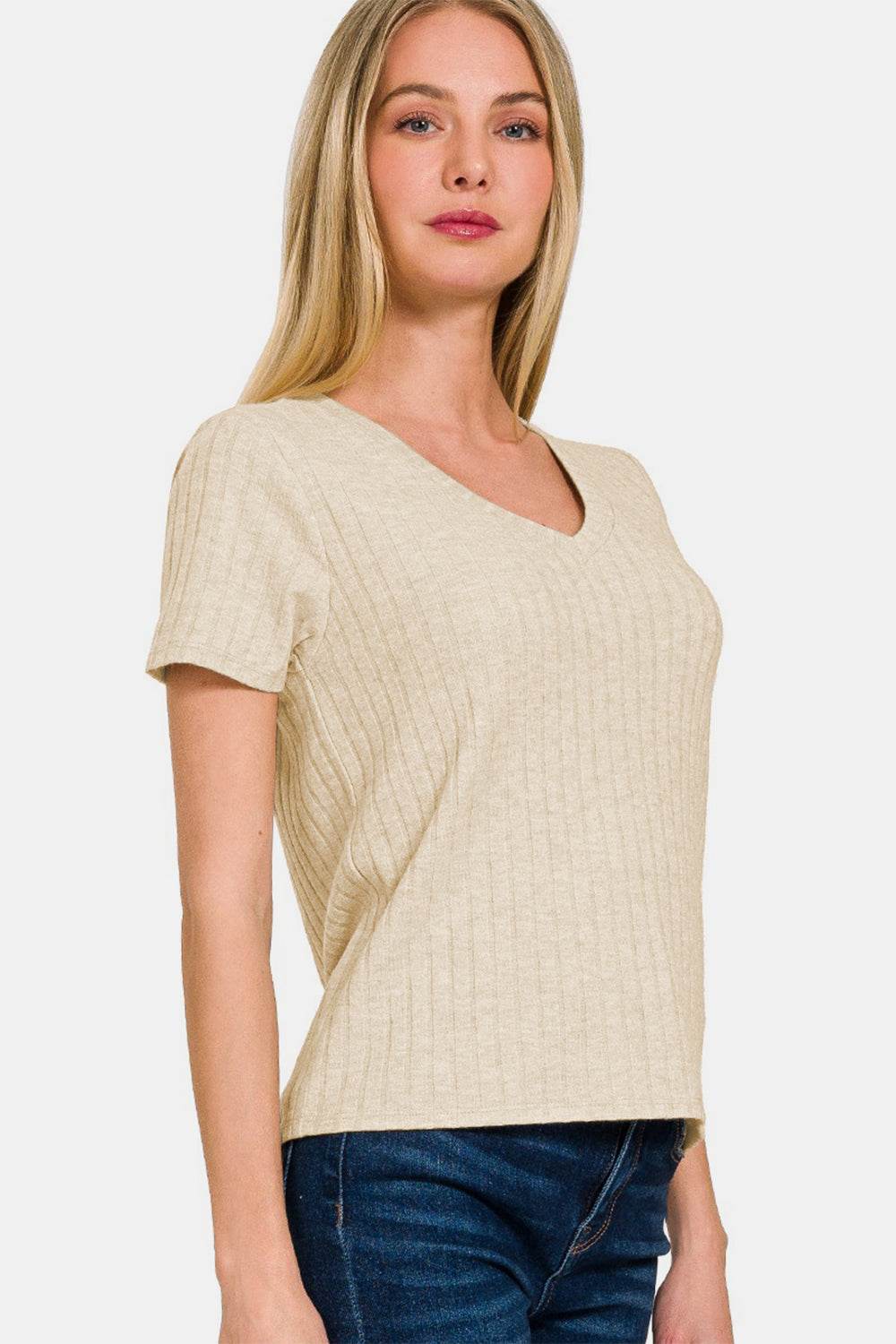 Zenana Ribbed Short Sleeve T-Shirt - Shop Style & More | Fresh Looks, Everyday Deals & Free Shipping