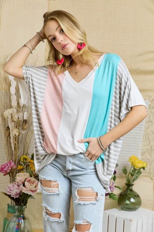 ADORA Colorblock Casual Knit Tunic Top - Shop Style & More | Fresh Looks, Everyday Deals & Free Shipping