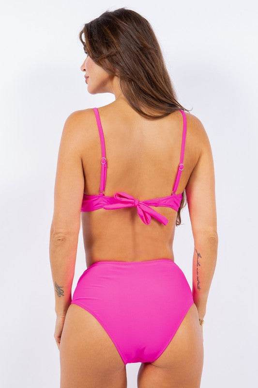 TWO PIECE ROUCHED TOP AND BOTTOM HIGH WAISTED BIKI - Shop Style & More | Fresh Looks, Everyday Deals & Free Shipping
