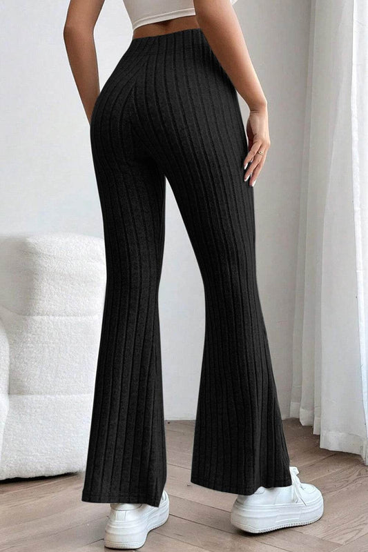 Basic Bae Full Size Ribbed High Waist Flare Pants - Shop Style & More | Fresh Looks, Everyday Deals & Free Shipping