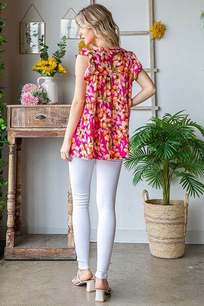 Heimish Full Size Butterfly Sleeve Floral Tiered Top Plus Size - Shop Style & More | Fresh Looks, Everyday Deals & Free Shipping