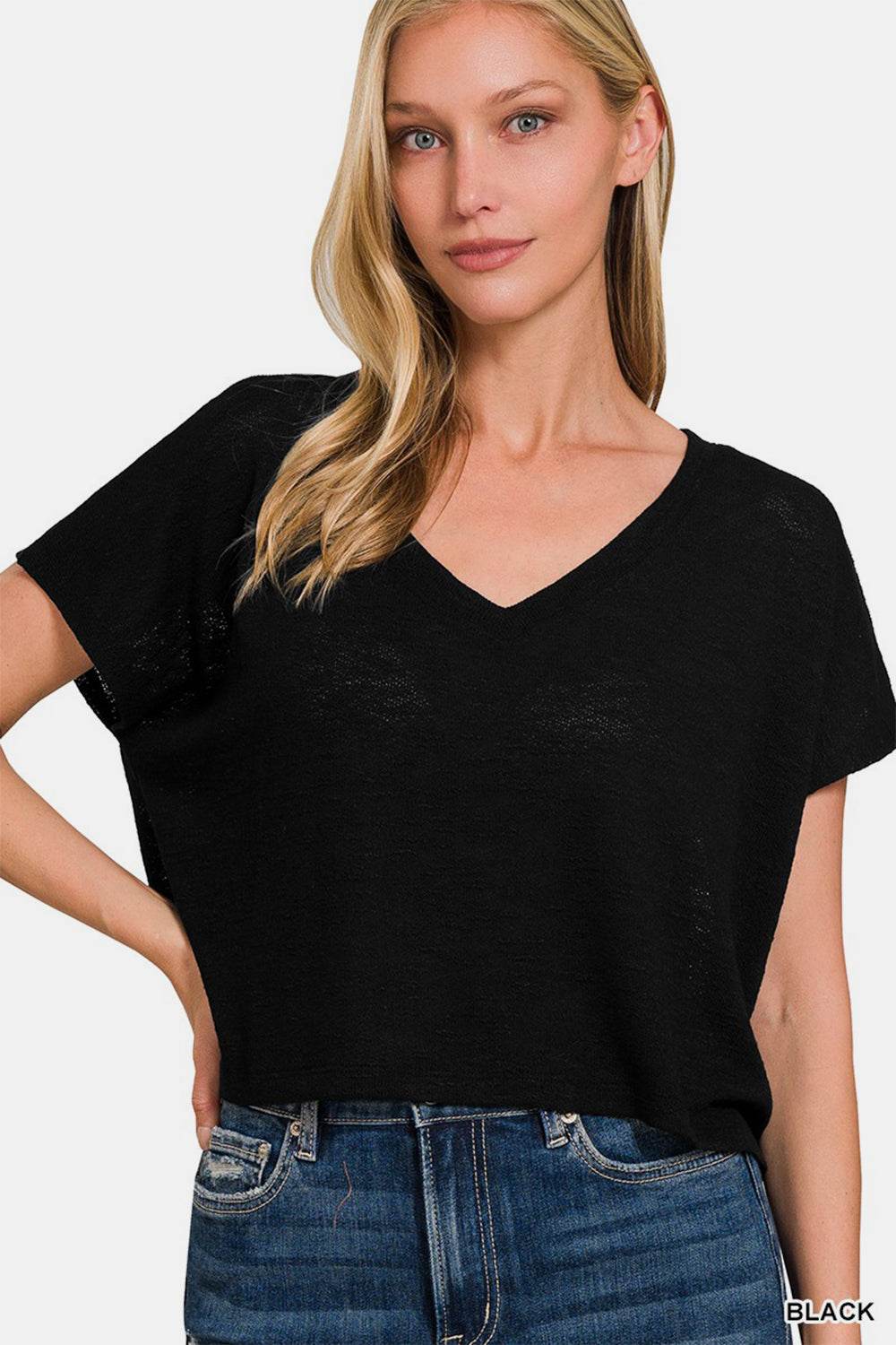 Zenana V-Neck Short Sleeve Crop T-Shirt - Shop Style & More | Fresh Looks, Everyday Deals & Free Shipping