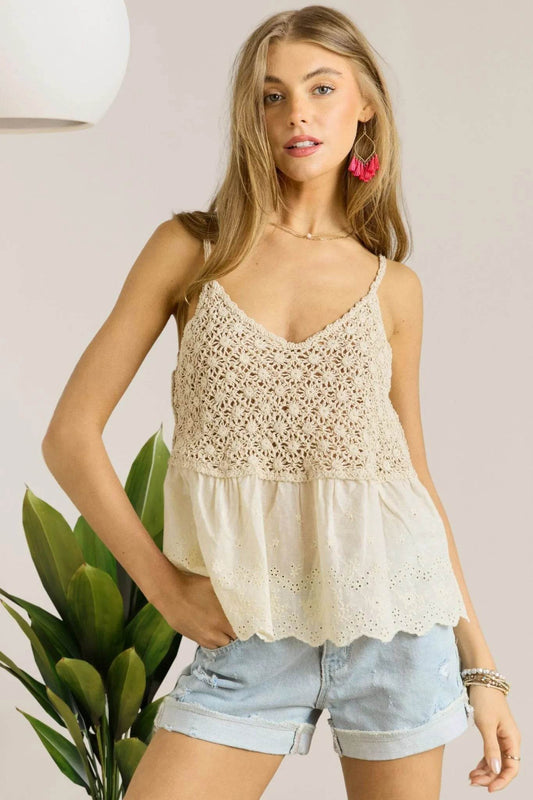 ADORA Crochet V Neck Tank Top - Shop Style & More | Fresh Looks, Everyday Deals & Free Shipping