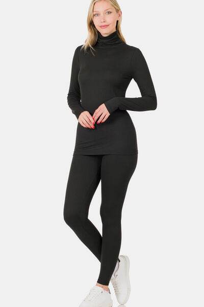 Zenana Full Size Turtleneck Top and Leggings Lounge Set - Shop Style & More | Fresh Looks, Everyday Deals & Free Shipping