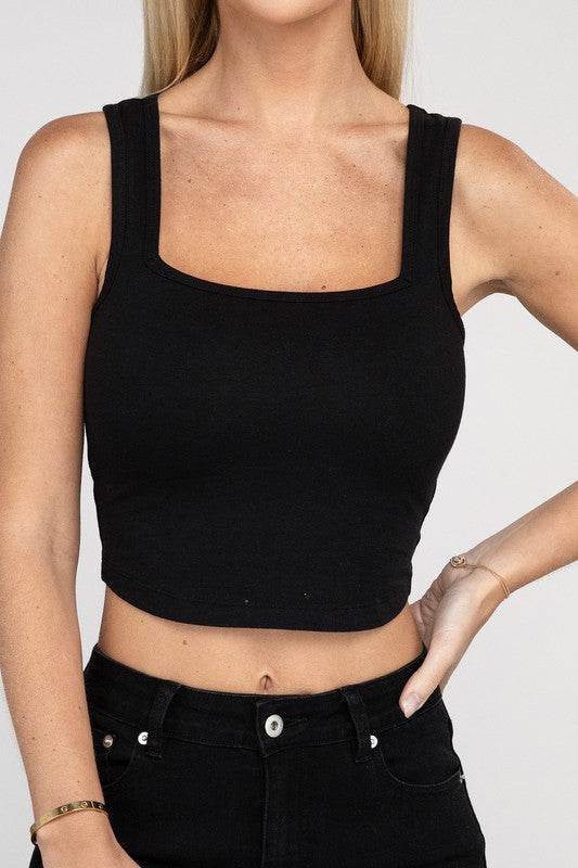 Cotton Square Neck Cropped Cami Top - Shop Style & More | Fresh Looks, Everyday Deals & Free Shipping