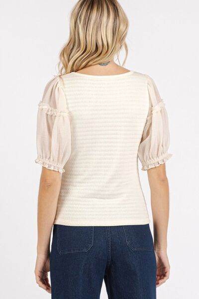 Mittoshop Frill Round Neck Half Sleeve Blouse - Shop Style & More | Fresh Looks, Everyday Deals & Free Shipping