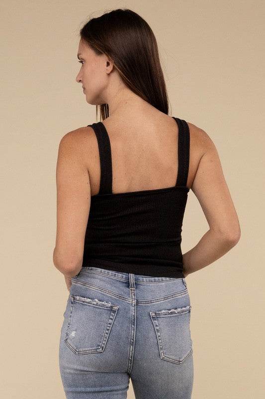 Ribbed Bra Padded V-Neck Tank Top - Shop Style & More | Fresh Looks, Everyday Deals & Free Shipping
