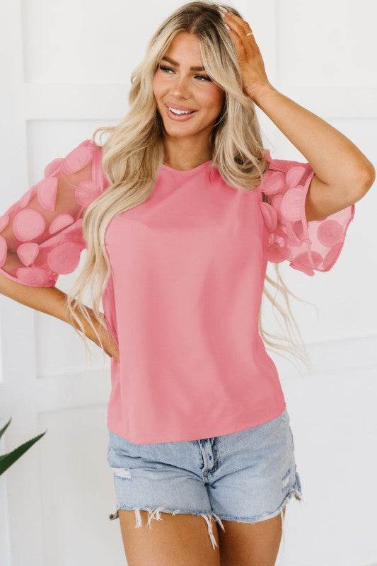 Aliza Applique Mesh Half Sleeve Blouse - Shop Style & More | Fresh Looks, Everyday Deals & Free Shipping