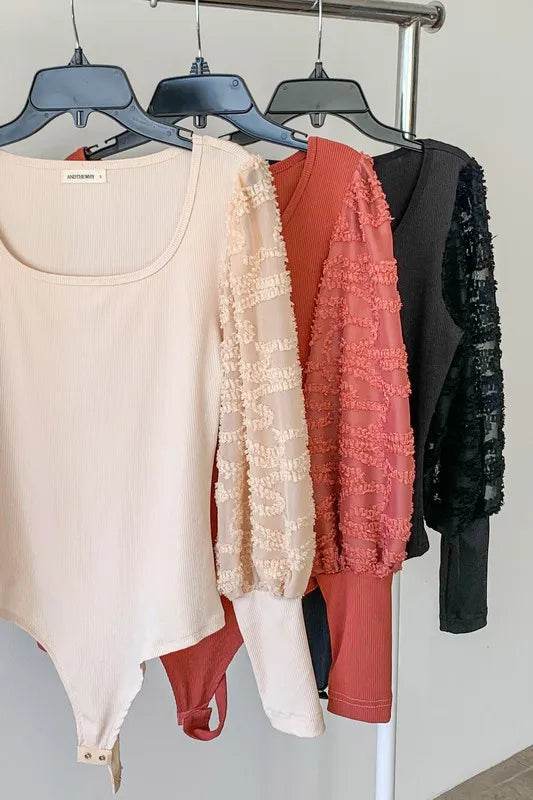 And The Why Textured Puff Sleeve Bodysuit - Shop Style & More | Fresh Looks, Everyday Deals & Free Shipping