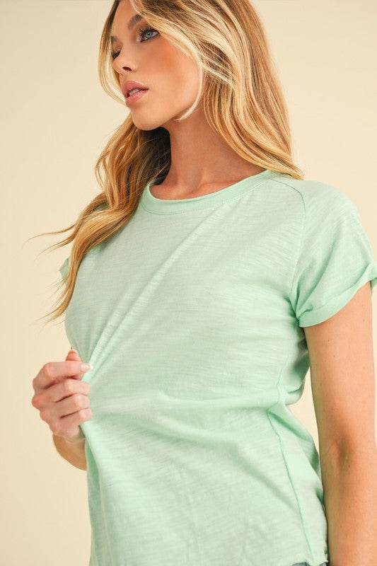 Aemi + Co Lettuce Edge Round Neck Short Sleeve T-Shirt - Shop Style & More | Fresh Looks, Everyday Deals & Free Shipping