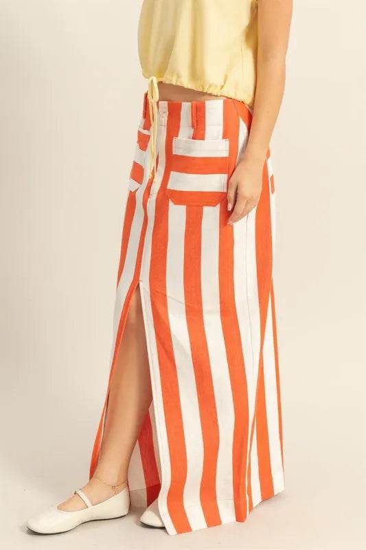 HYFVE Striped Pocket Detail Maxi Skirt - Shop Style & More | Fresh Looks, Everyday Deals & Free Shipping