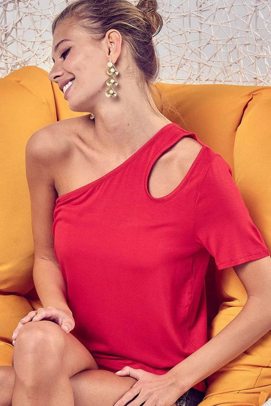 BiBi Cut Out Detailed One Shoulder Top - Shop Style & More | Fresh Looks, Everyday Deals & Free Shipping
