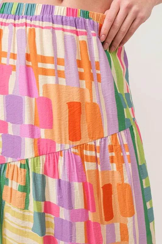 And The Why Asymmetric Geo Printed Tiered Maxi Skirt - Shop Style & More | Fresh Looks, Everyday Deals & Free Shipping