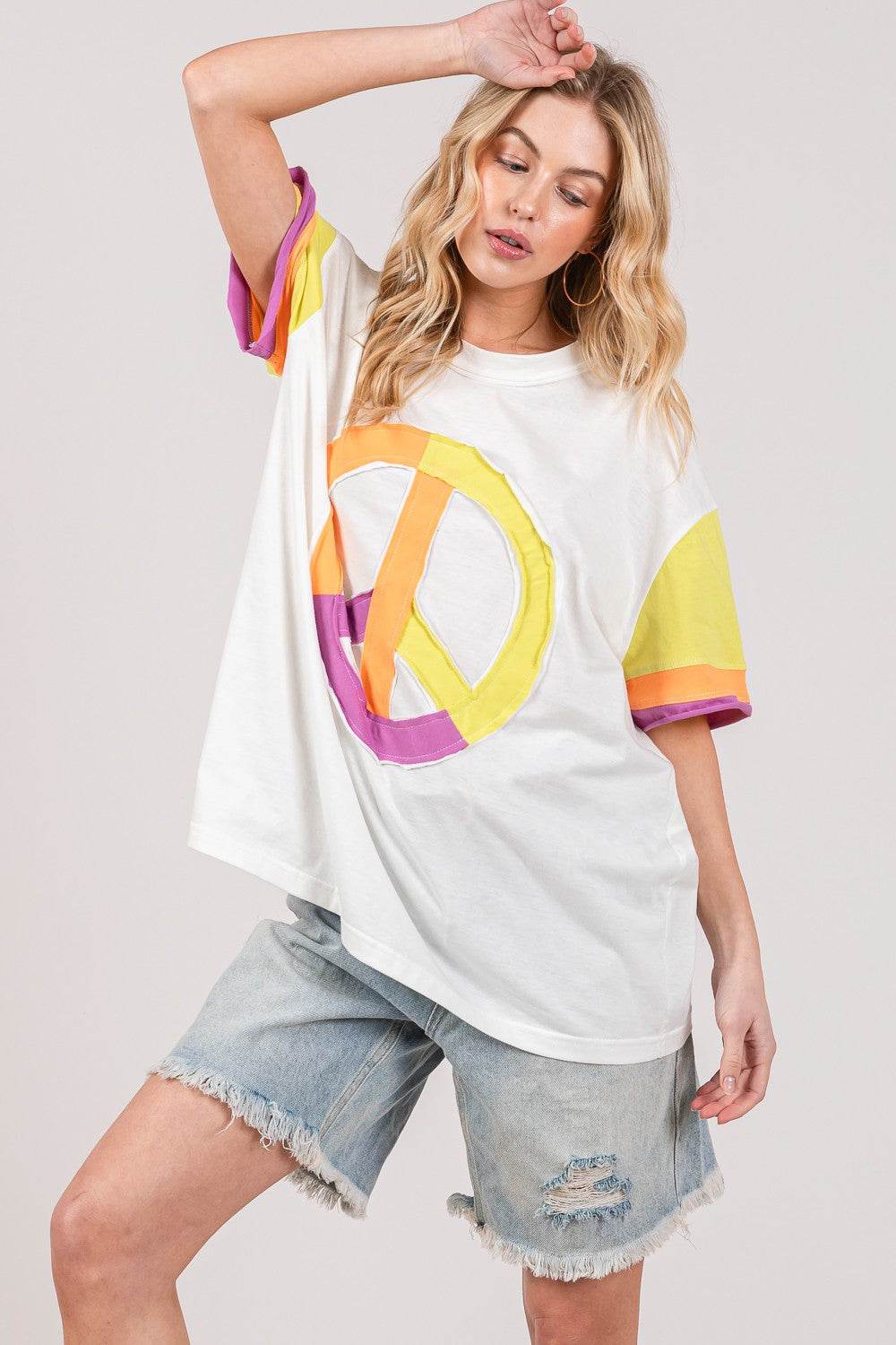 SAGE + FIG Color Block Peace Applique T-Shirt - Shop Style & More | Fresh Looks, Everyday Deals & Free Shipping