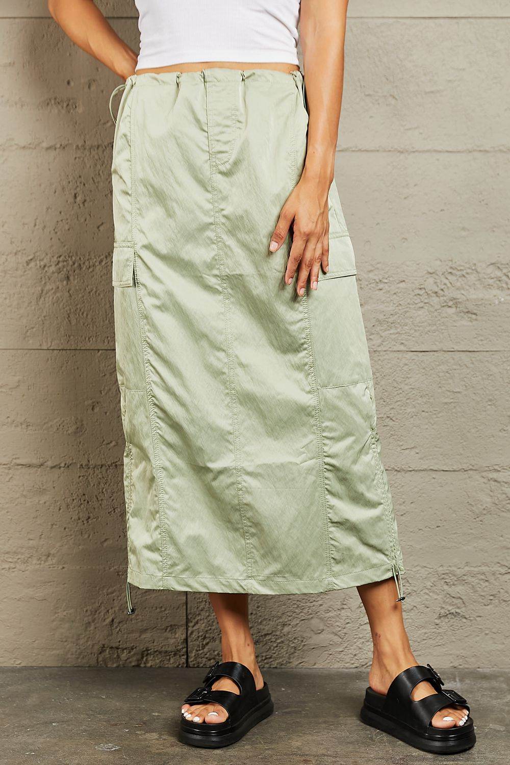 HYFVE Just In Time High Waisted Cargo Midi Skirt - Shop Style & More | Fresh Looks, Everyday Deals & Free Shipping