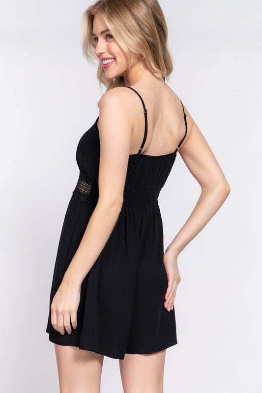 ACTIVE BASIC Waist Lace Trim Cami Romper - Shop Style & More | Fresh Looks, Everyday Deals & Free Shipping